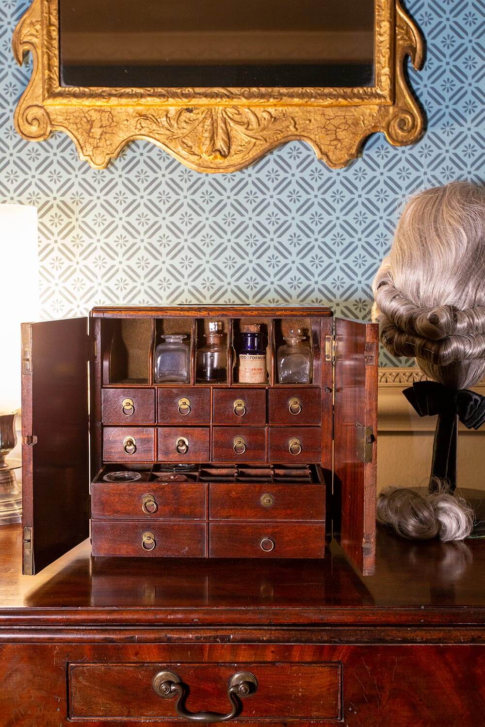 Medicine chests like these were common in domestic homes. Ours seen here, is currently in storage.